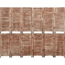 vidaXL Divisores De Ambientes-Biombo de 6 paneles madera maciza de paulownia marrón 210x165cm