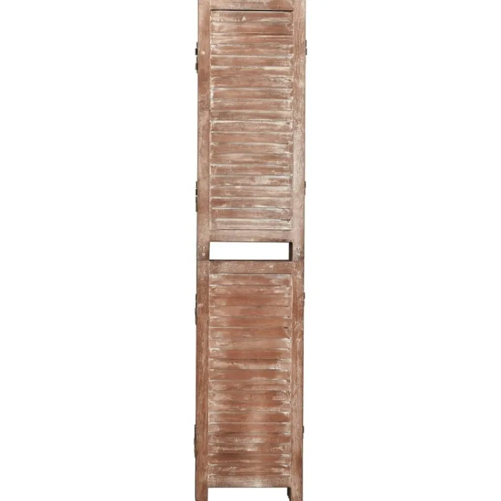 vidaXL Divisores De Ambientes-Biombo de 6 paneles madera maciza de paulownia marrón 210x165cm