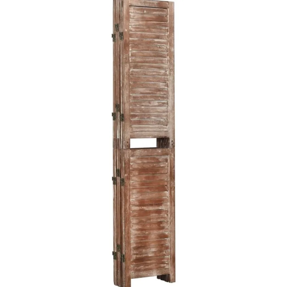 vidaXL Divisores De Ambientes-Biombo de 6 paneles madera maciza de paulownia marrón 210x165cm