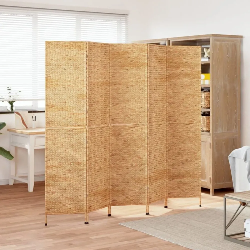 vidaXL Divisores De Ambientes-Biombo de 5 paneles jacinto de agua 205x180 cm