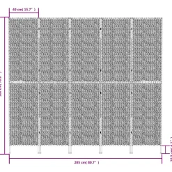 vidaXL Divisores De Ambientes-Biombo de 5 paneles jacinto de agua 205x180 cm