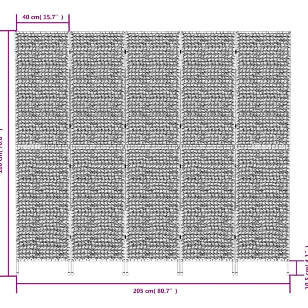 vidaXL Divisores De Ambientes-Biombo de 5 paneles jacinto de agua 205x180 cm
