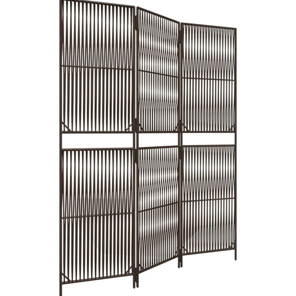 vidaXL Biombo de 3 paneles ratán sintético marrón Marrón