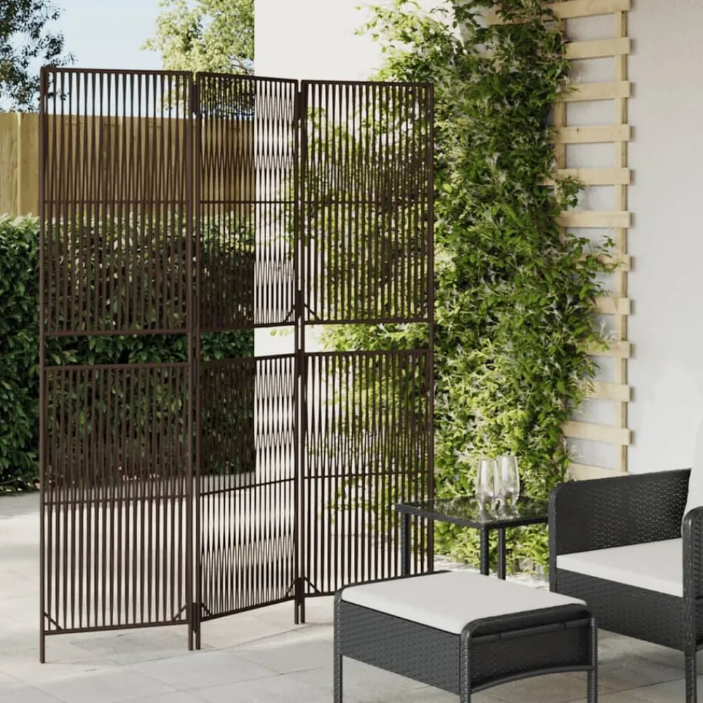 vidaXL Biombo de 3 paneles ratán sintético marrón Marrón