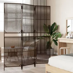 vidaXL Biombo de 3 paneles ratán sintético marrón Marrón