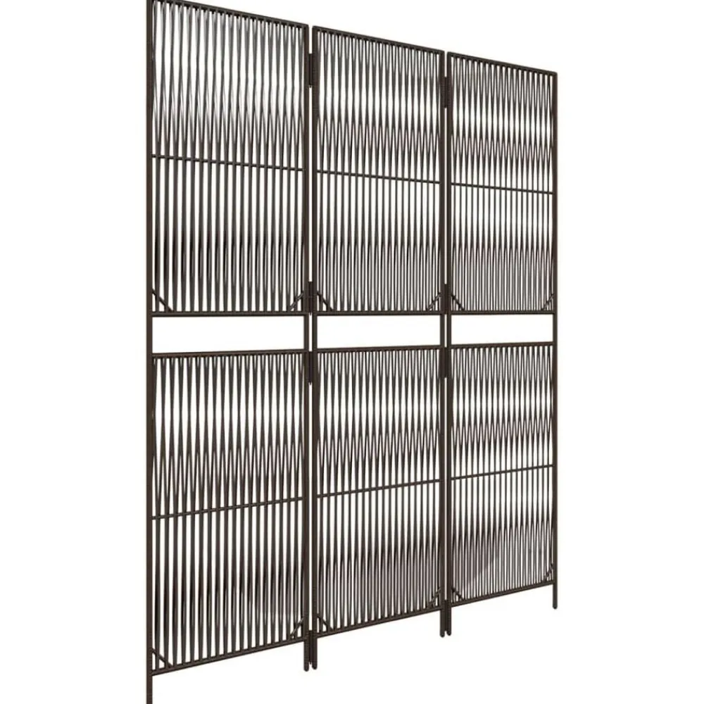 vidaXL Biombo de 3 paneles ratán sintético marrón Marrón