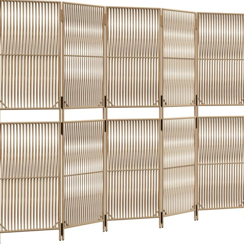 vidaXL Divisores De Ambientes-Biombo de 5 paneles ratán sintético