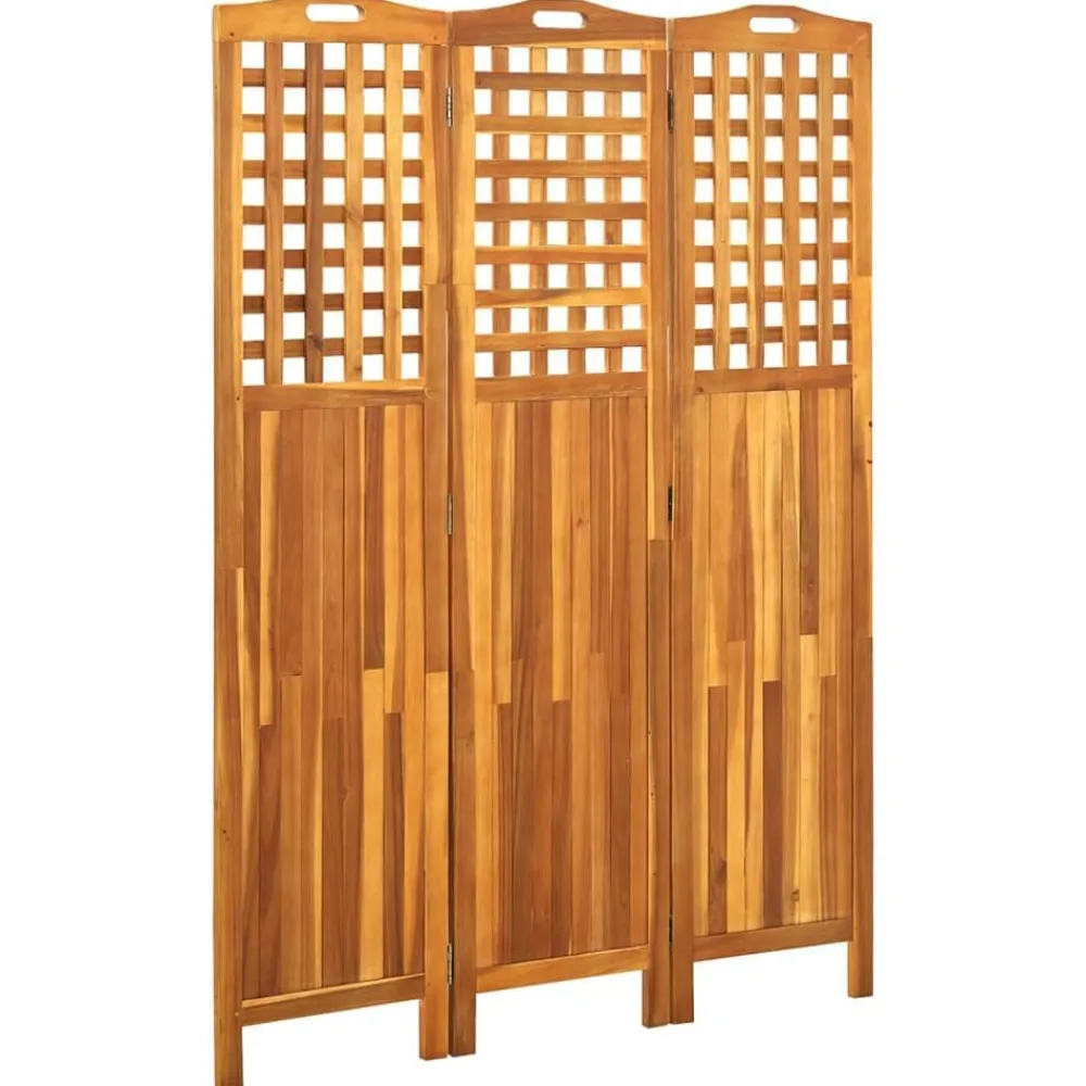 vidaXL Biombo de 3 paneles madera maciza de acacia 121x2x170 cm Discount