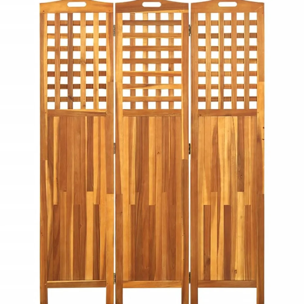 vidaXL Biombo de 3 paneles madera maciza de acacia 121x2x170 cm Discount