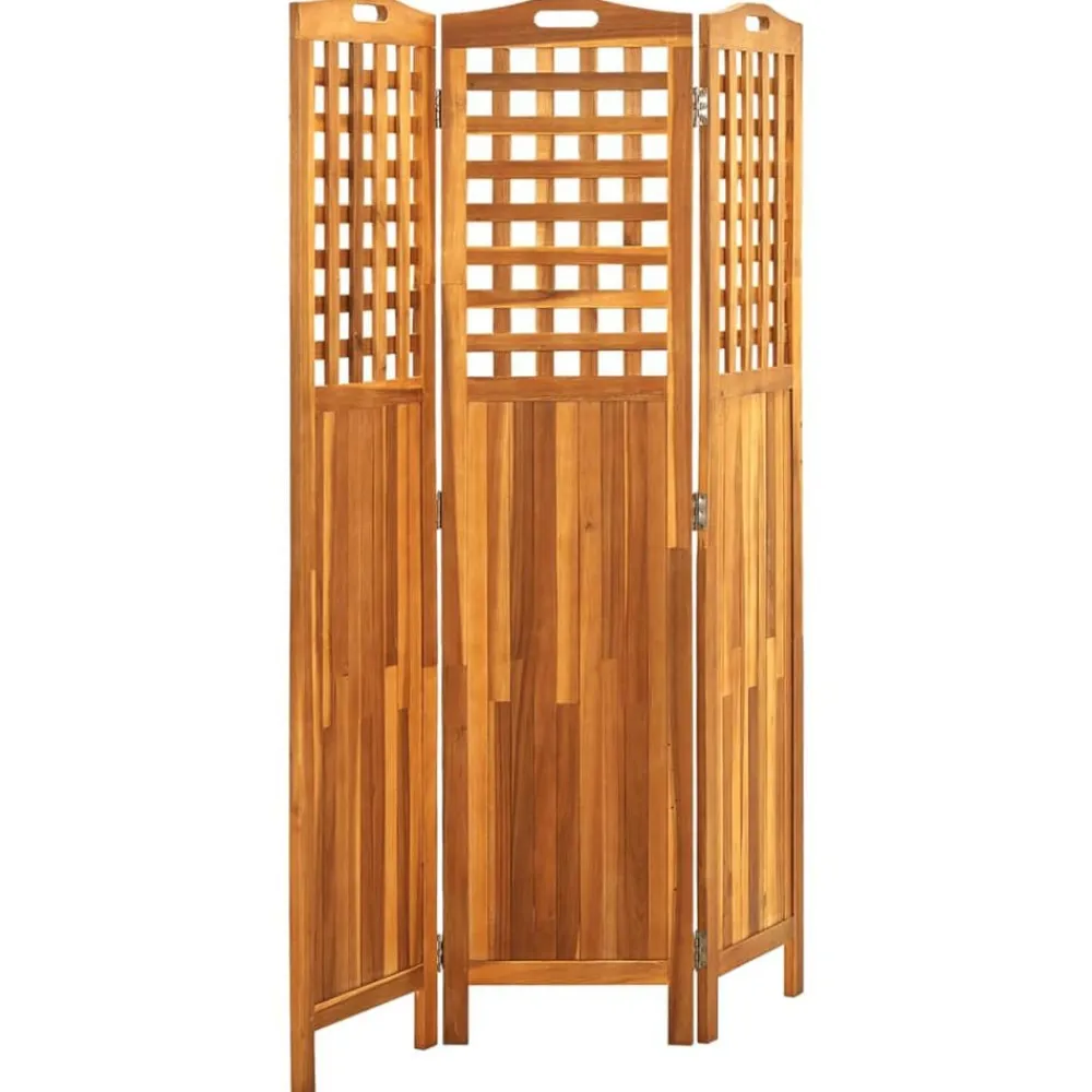 vidaXL Biombo de 3 paneles madera maciza de acacia 121x2x170 cm Discount