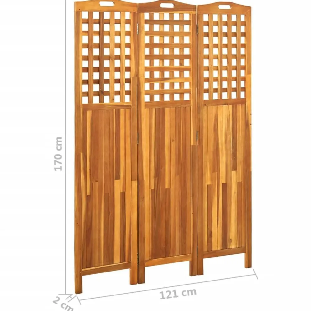 vidaXL Biombo de 3 paneles madera maciza de acacia 121x2x170 cm Discount