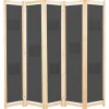vidaXL Divisores De Ambientes-Biombo divisor 5 paneles de tela gris 200x170x4 cm