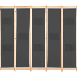 vidaXL Divisores De Ambientes-Biombo divisor 5 paneles de tela gris 200x170x4 cm