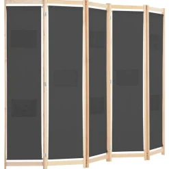 vidaXL Divisores De Ambientes-Biombo divisor 5 paneles de tela gris 200x170x4 cm