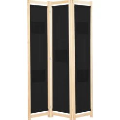 vidaXL Biombo divisor 3 paneles de tela negro 120x170x4 cm Outlet