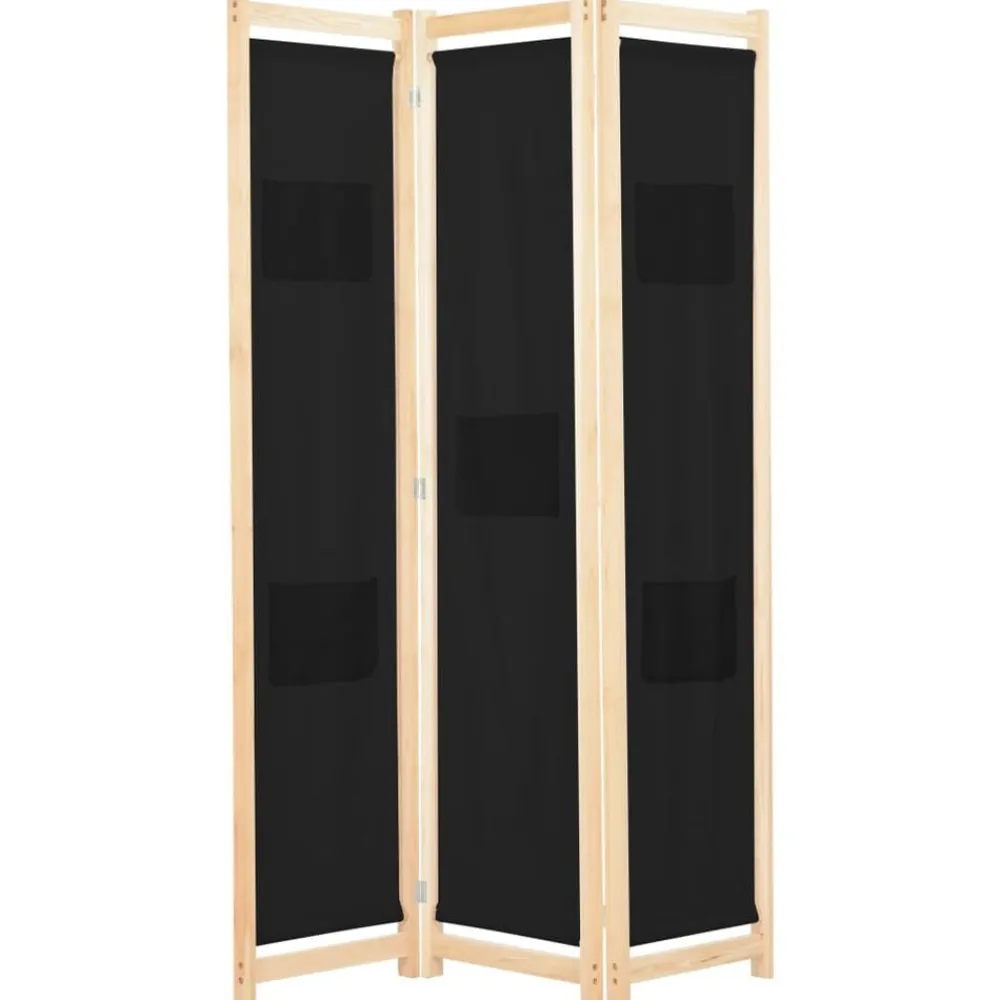 vidaXL Biombo divisor 3 paneles de tela negro 120x170x4 cm Outlet