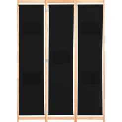 vidaXL Biombo divisor 3 paneles de tela negro 120x170x4 cm Outlet