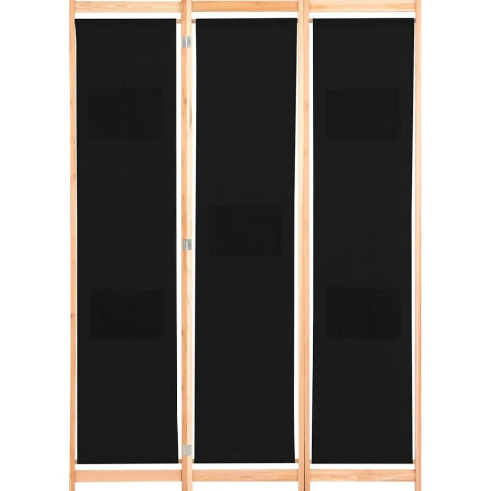 vidaXL Biombo divisor 3 paneles de tela negro 120x170x4 cm Outlet