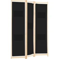 vidaXL Biombo divisor 3 paneles de tela negro 120x170x4 cm Outlet