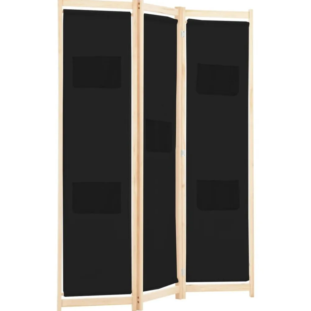 vidaXL Biombo divisor 3 paneles de tela negro 120x170x4 cm Outlet