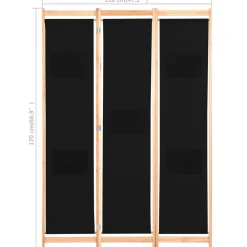 vidaXL Biombo divisor 3 paneles de tela negro 120x170x4 cm Outlet
