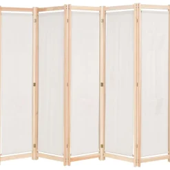 vidaXL Biombo divisor 5 paneles de tela crema 200x170x4 cm Hot