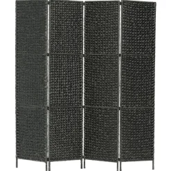 vidaXL Biombo divisor 4 paneles jacinto de agua 154x160 cm Negro Sale