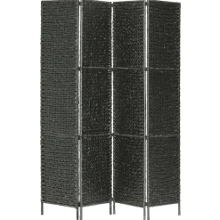 vidaXL Biombo divisor 4 paneles jacinto de agua 154x160 cm Negro Sale