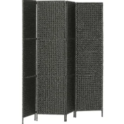 vidaXL Biombo divisor 4 paneles jacinto de agua 154x160 cm Negro Sale