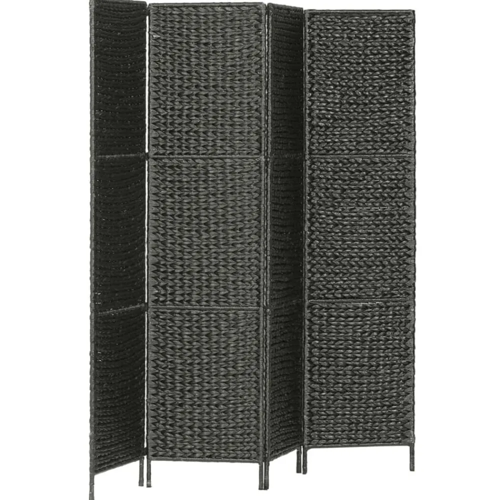 vidaXL Biombo divisor 4 paneles jacinto de agua 154x160 cm Negro Sale