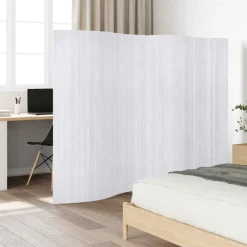 vidaXL Biombo divisor bambú ancho 250 cm alto 165 cm Blanco New