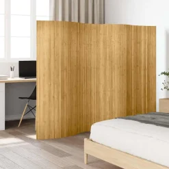 vidaXL Biombo divisor bambú ancho 250 cm alto 165 cm Natural New