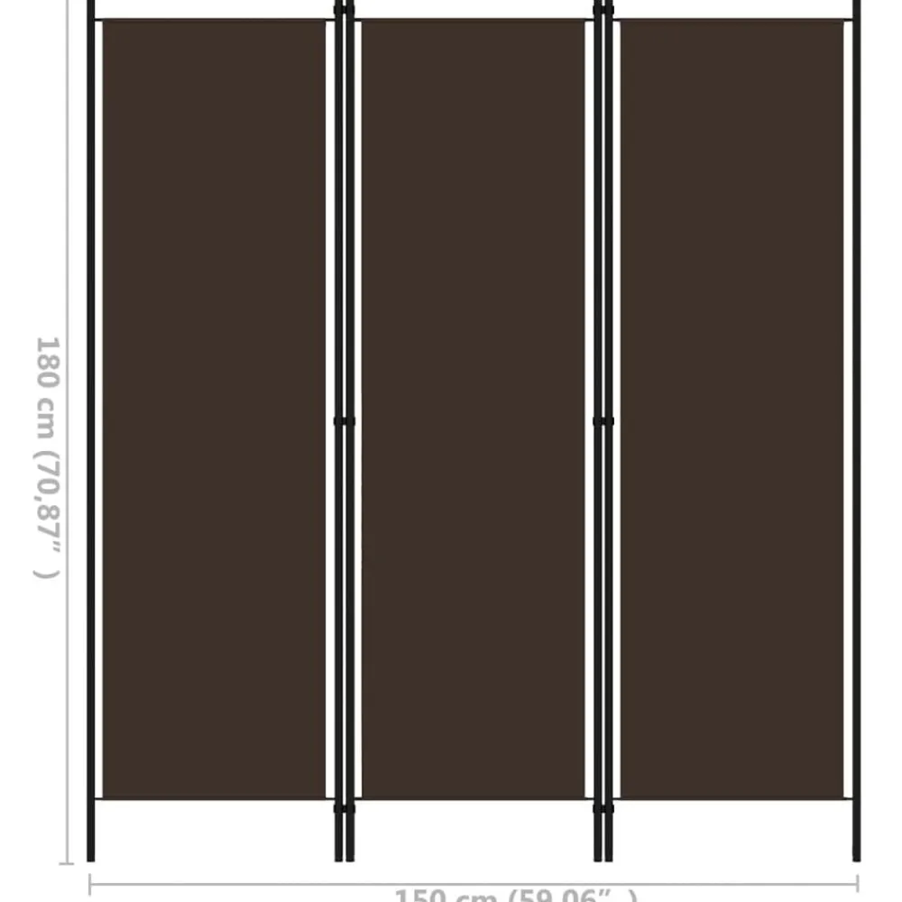 vidaXL Divisores De Ambientes-Biombo divisor de 3 paneles marrón 150x180 cm