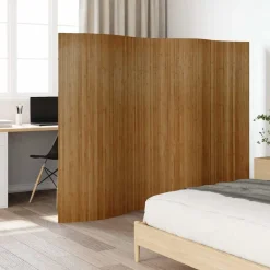 vidaXL Biombo divisor de bambú marrón ancho 250 cm alto 165 cm Marr&oacute;n