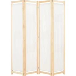 vidaXL Divisores De Ambientes-Biombo divisor de 4 paneles de tela color crema 160x170x4 cm