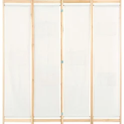 vidaXL Divisores De Ambientes-Biombo divisor de 4 paneles de tela color crema 160x170x4 cm