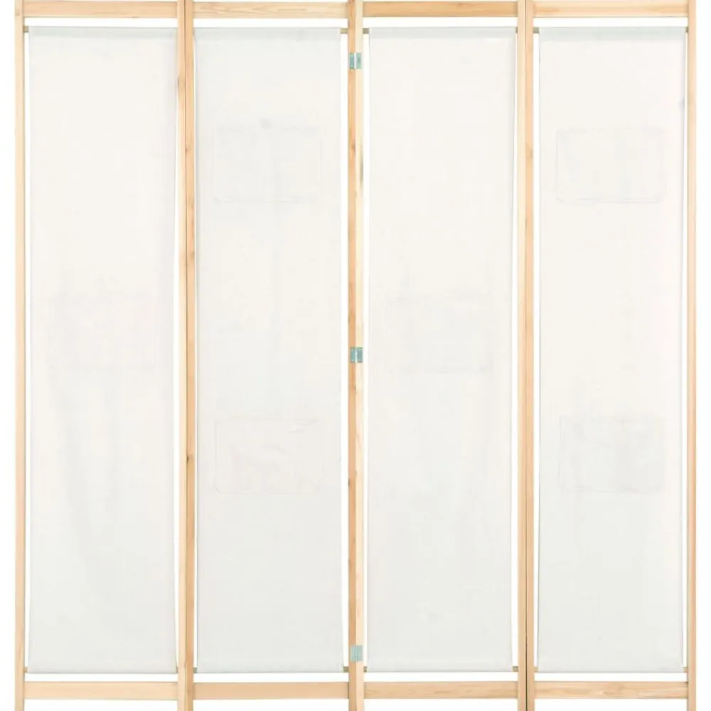 vidaXL Divisores De Ambientes-Biombo divisor de 4 paneles de tela color crema 160x170x4 cm