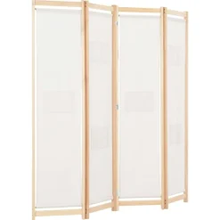 vidaXL Divisores De Ambientes-Biombo divisor de 4 paneles de tela color crema 160x170x4 cm