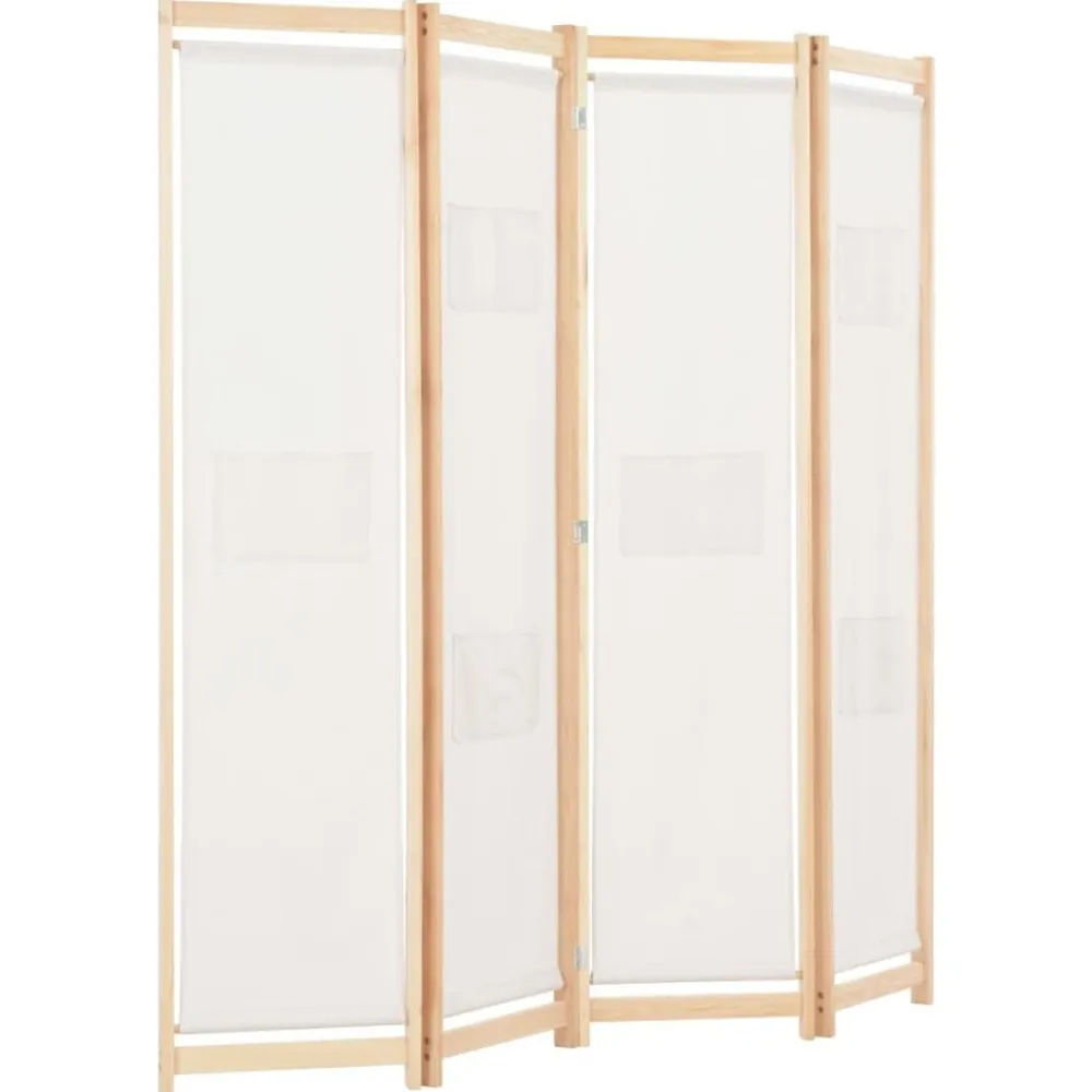 vidaXL Divisores De Ambientes-Biombo divisor de 4 paneles de tela color crema 160x170x4 cm