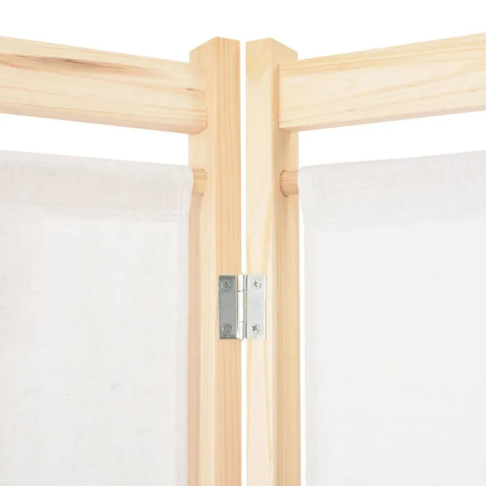vidaXL Divisores De Ambientes-Biombo divisor de 4 paneles de tela color crema 160x170x4 cm