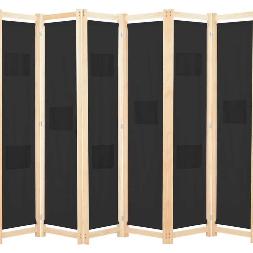 vidaXL Biombo divisor de 6 paneles de tela negro 240x170x4 cm Online