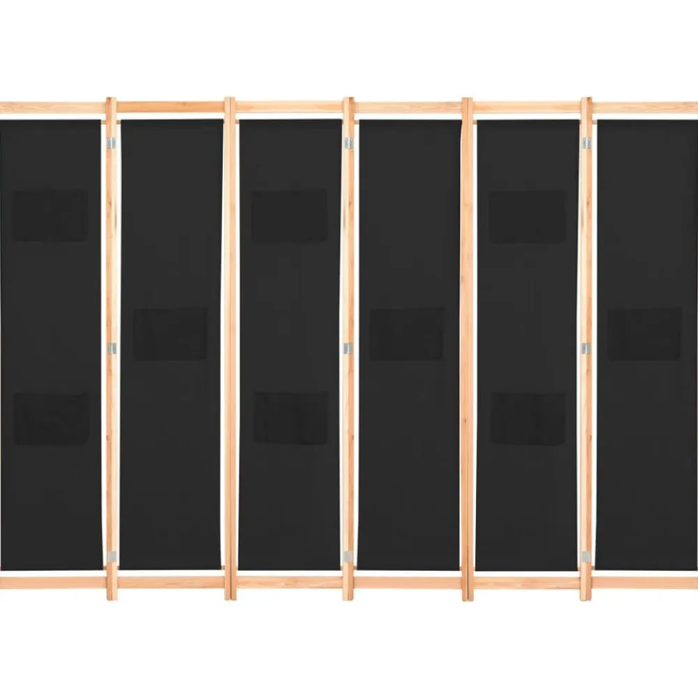 vidaXL Biombo divisor de 6 paneles de tela negro 240x170x4 cm Online