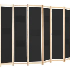 vidaXL Biombo divisor de 6 paneles de tela negro 240x170x4 cm Online