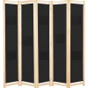 vidaXL Biombo divisor de 5 paneles de tela negro 200x170x4 cm Discount