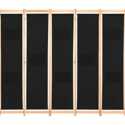 vidaXL Biombo divisor de 5 paneles de tela negro 200x170x4 cm Discount