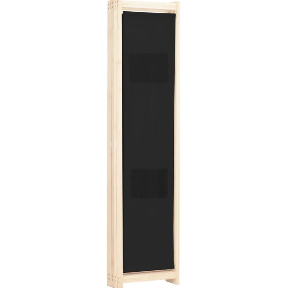 vidaXL Biombo divisor de 5 paneles de tela negro 200x170x4 cm Discount