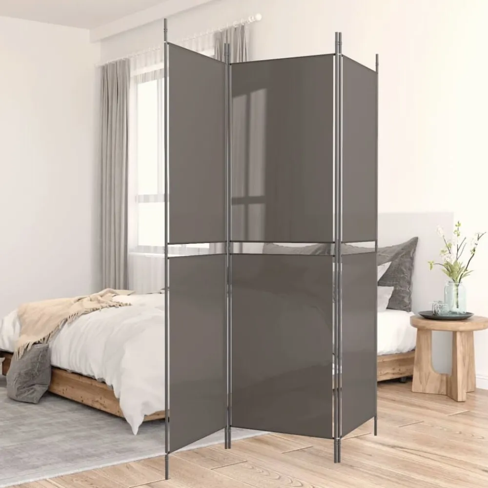 vidaXL Biombo divisor de 3 paneles de tela gris 150x180 cm Antracita Best