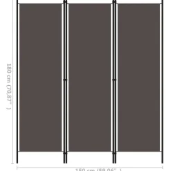 vidaXL Biombo divisor de 3 paneles gris 150x180 cm Antracita