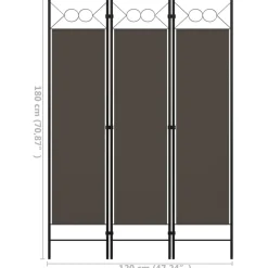 vidaXL Divisores De Ambientes-Biombo divisor de 3 paneles gris 120x180 cm