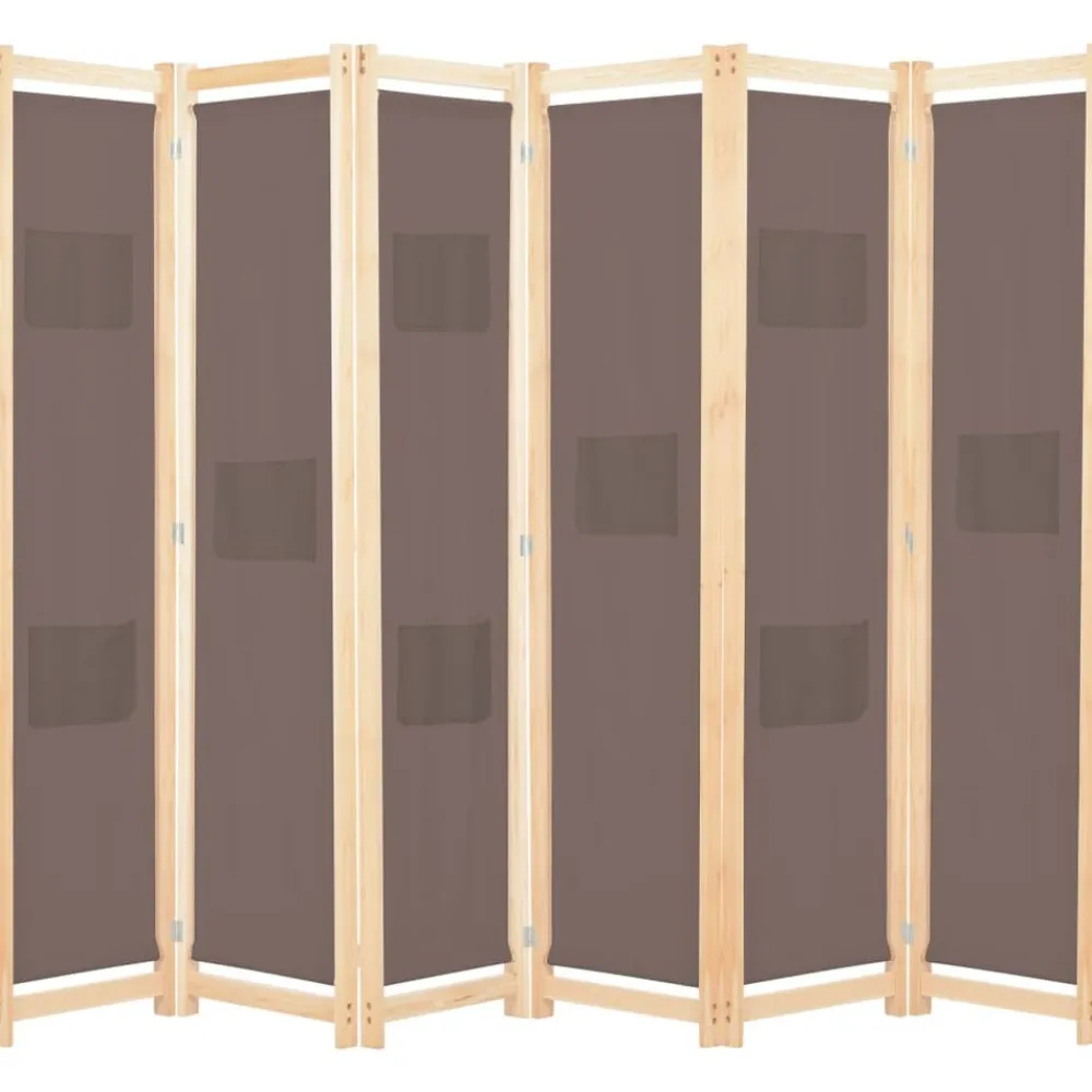 vidaXL Biombo divisor de 6 paneles de tela marrón 240x170x4 cm New